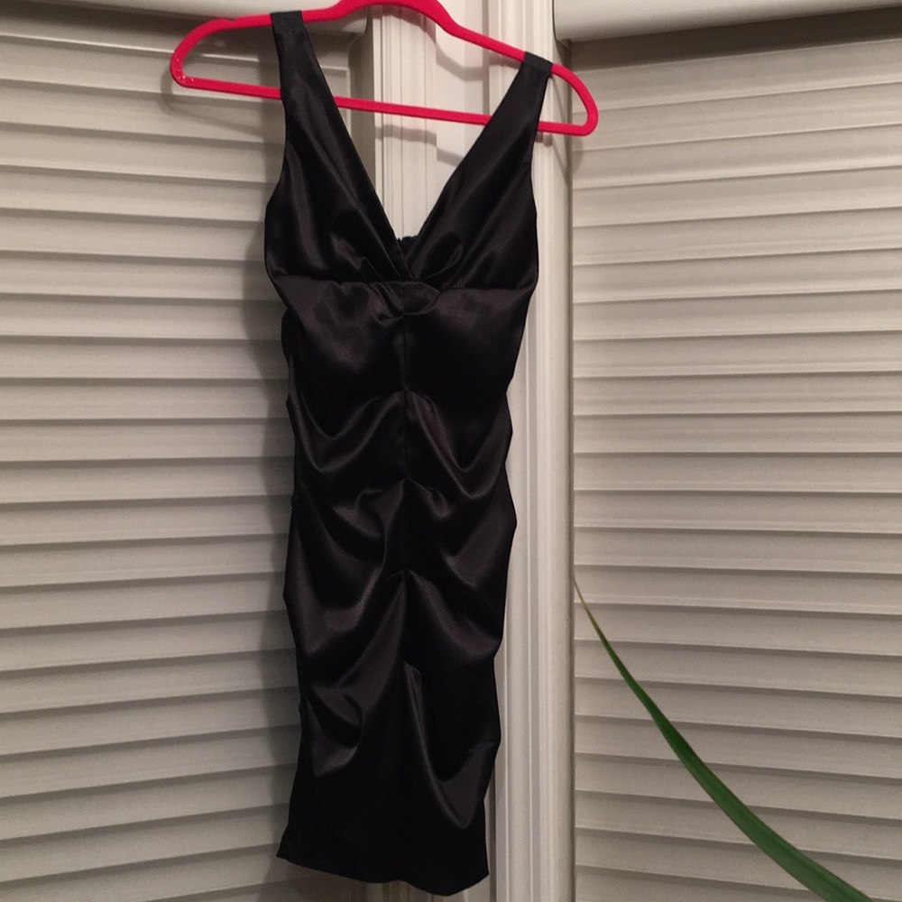 Windsor Black Ruched V-neck Dress